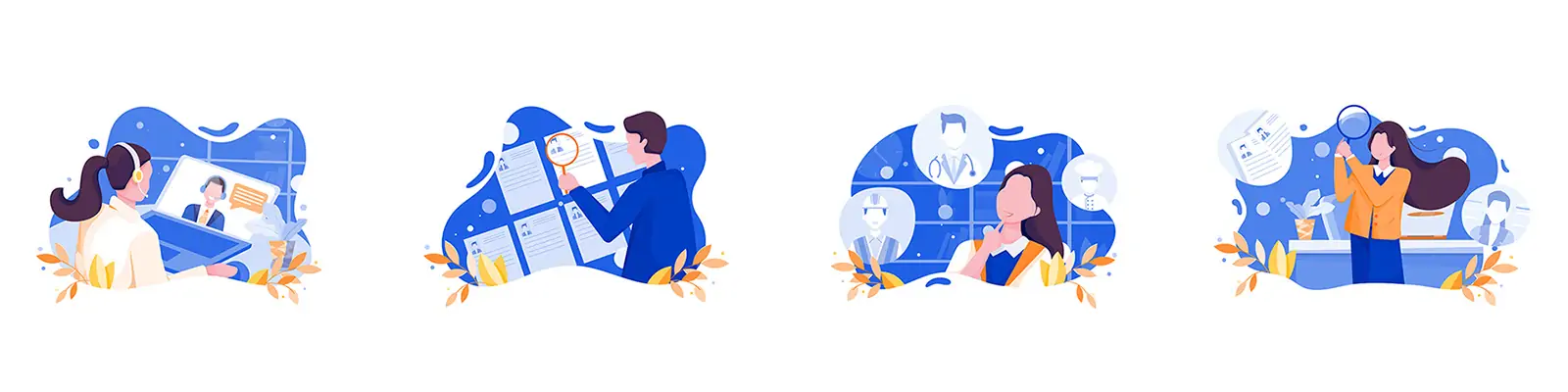 手绘商务卡通人物工作面试插图海报ai矢量设计素材模版illustrations