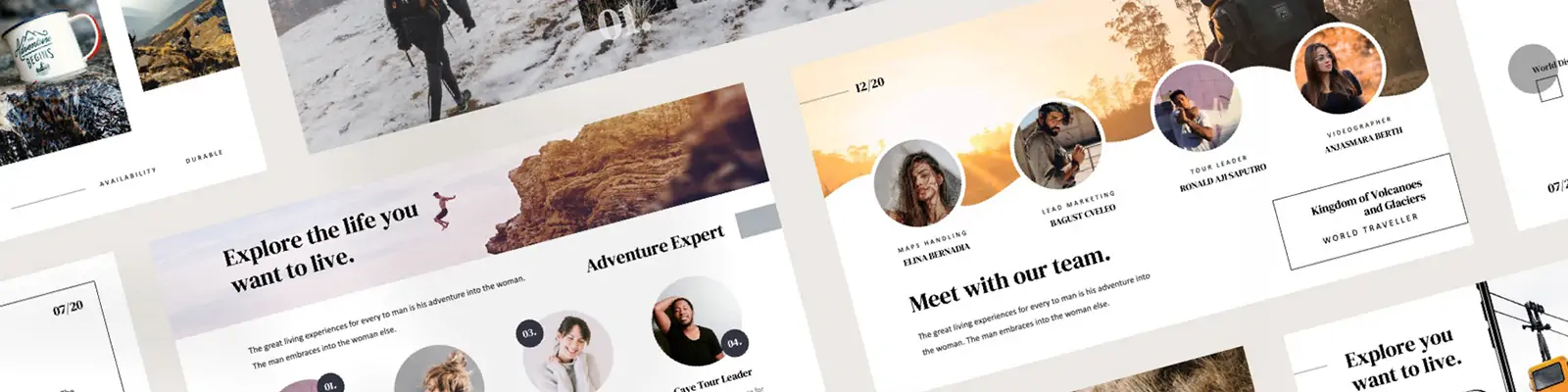 时尚简约户外运动旅游度假品牌营销宣传汇报总结PPT素材模版