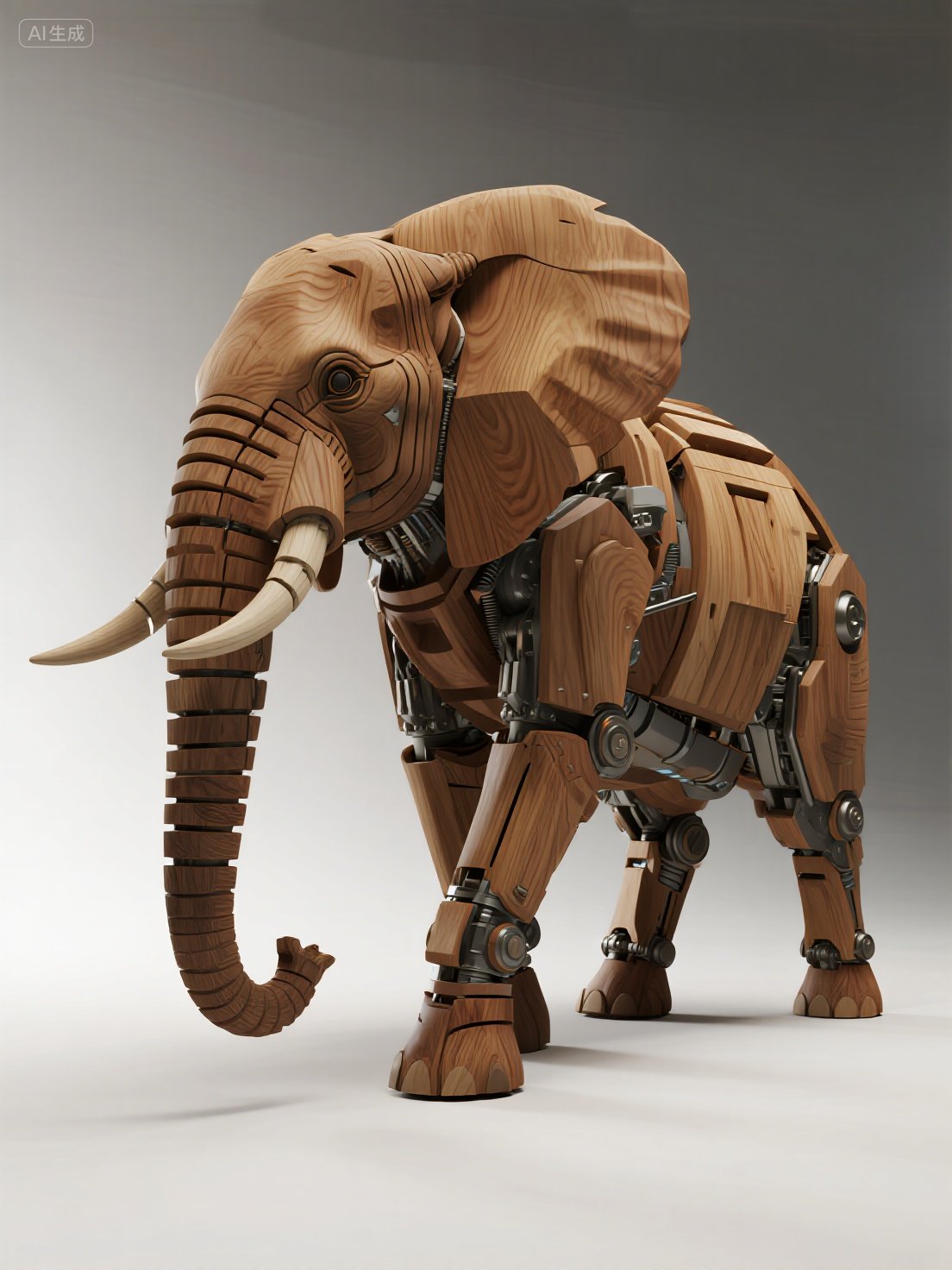 Midjourney - 3D立体木质机械仿生大象动物立体模型-即梦ai关键词描述咒语 即梦Ai-Ai宇宙吧-