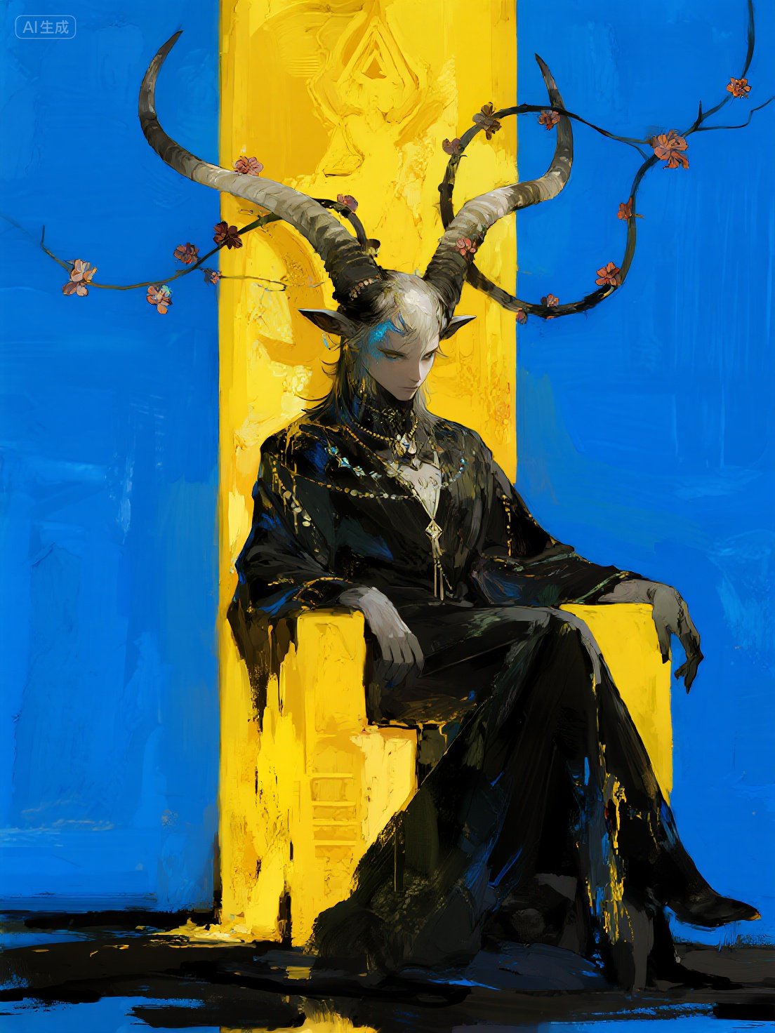 Midjourney - 超现实主义创意梦幻人物精灵犄角艺术感美学插图海报-即梦ai关键词描述咒语 即梦Ai-Ai宇宙吧-