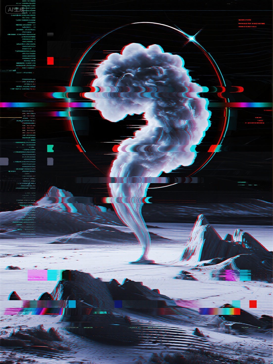 Midjourney - 创意科技感仿声波频谱风景宇宙粒子云雾虚拟空间海报-即梦ai关键词描述咒语 即梦Ai-Ai宇宙吧-