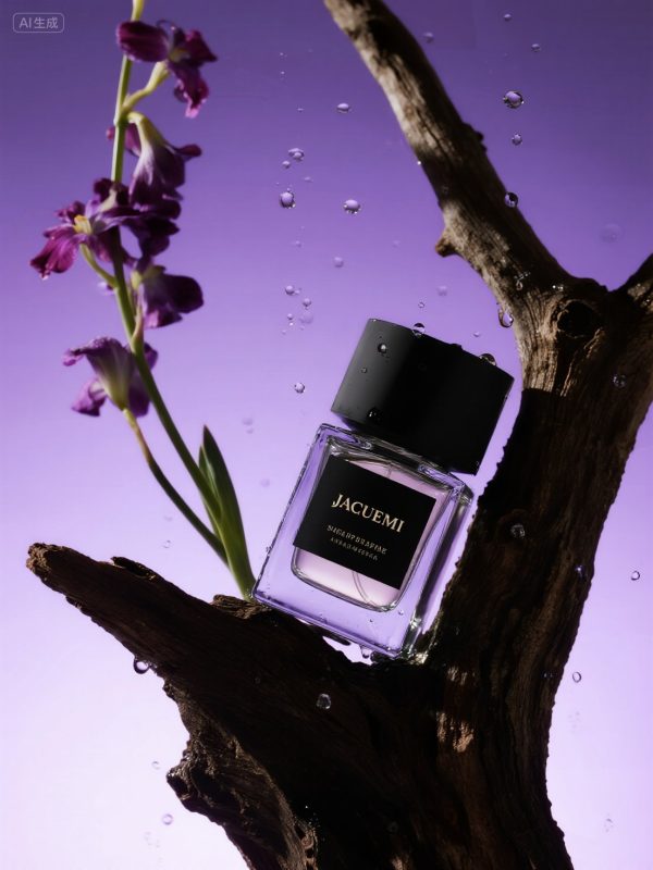 紫色美妆香水鲜花植物树枝场景产品广告摄影海报-即梦ai关键词描述咒语-Ai宇宙吧-