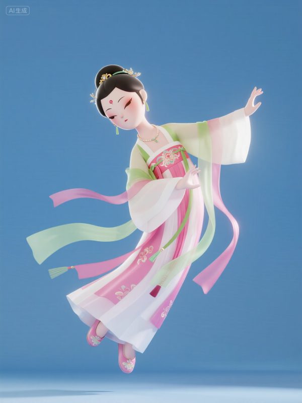 极简主义手绘可爱卡通新中式贵妃醉酒IP角色设计插图-即梦ai关键词描述咒语-Ai宇宙吧-