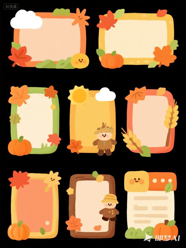 可爱卡通秋天主题元素标题栏标题框背景-即梦ai关键词描述咒语-Ai宇宙吧-