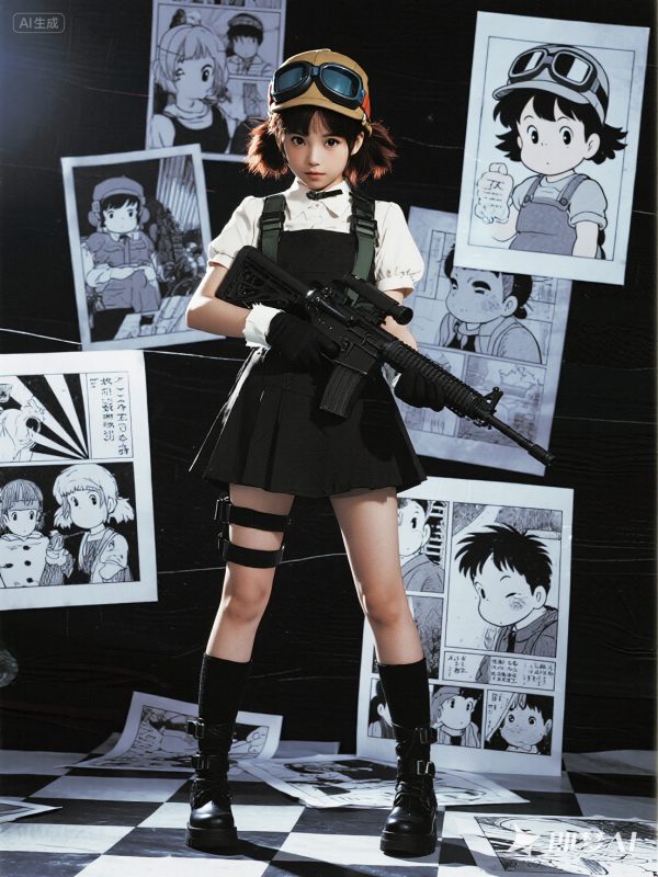 创意cosplay阿拉蕾黑白连环画人物摄影海报-即梦ai关键词描述咒语-Ai宇宙吧-