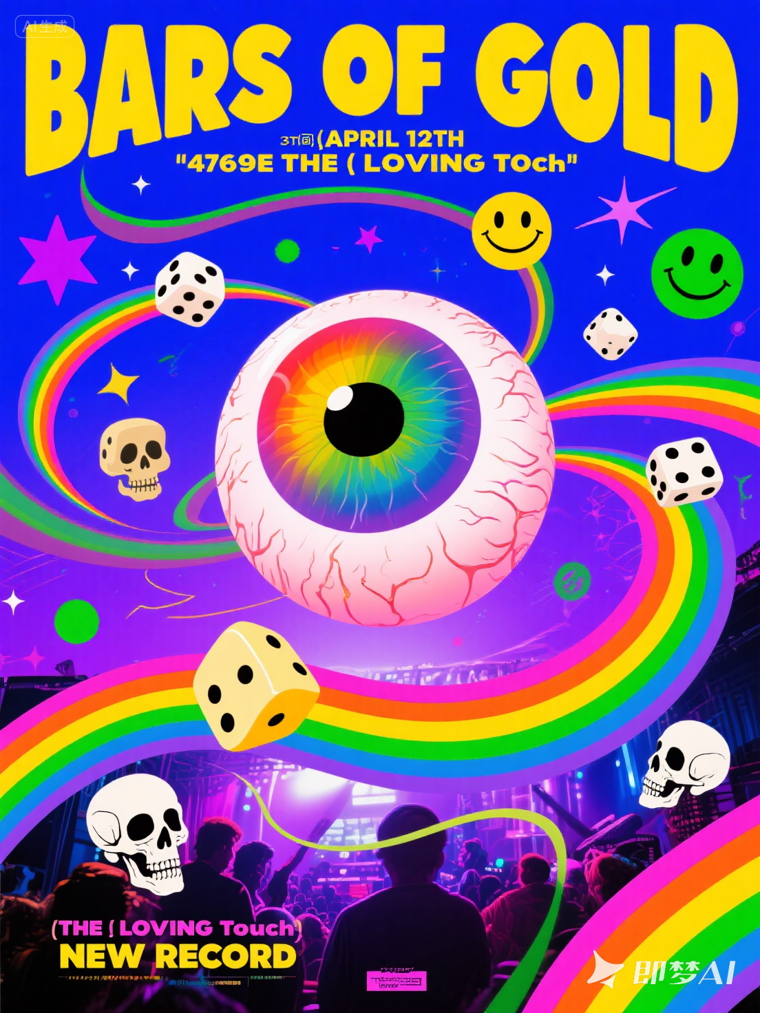 Midjourney - 波普风彩虹渐变流动迷幻线条摇滚音乐海报-即梦ai关键词描述咒语 即梦Ai-Ai宇宙吧-