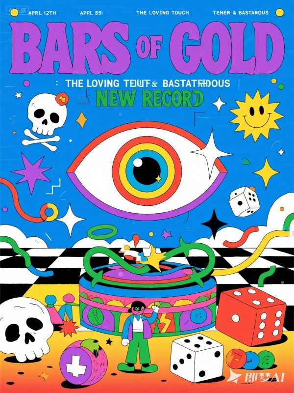 波普风彩虹渐变流动迷幻线条摇滚音乐海报-即梦ai关键词描述咒语-Ai宇宙吧-