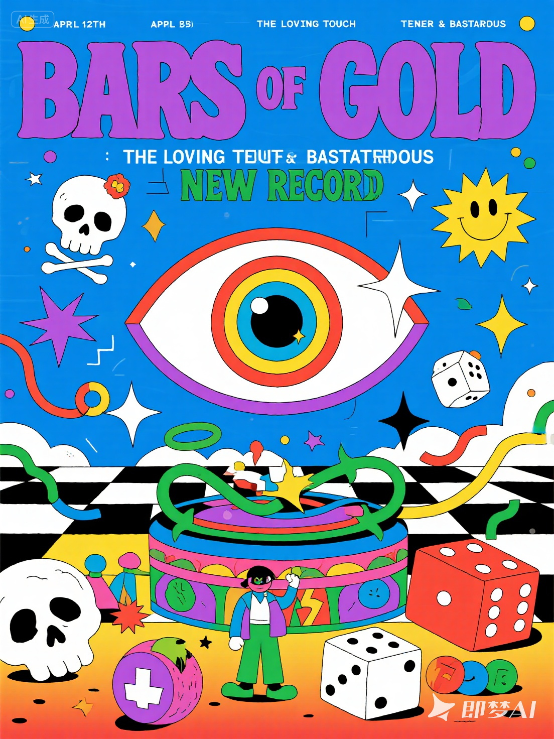 Midjourney - 波普风彩虹渐变流动迷幻线条摇滚音乐海报-即梦ai关键词描述咒语 即梦Ai-Ai宇宙吧-