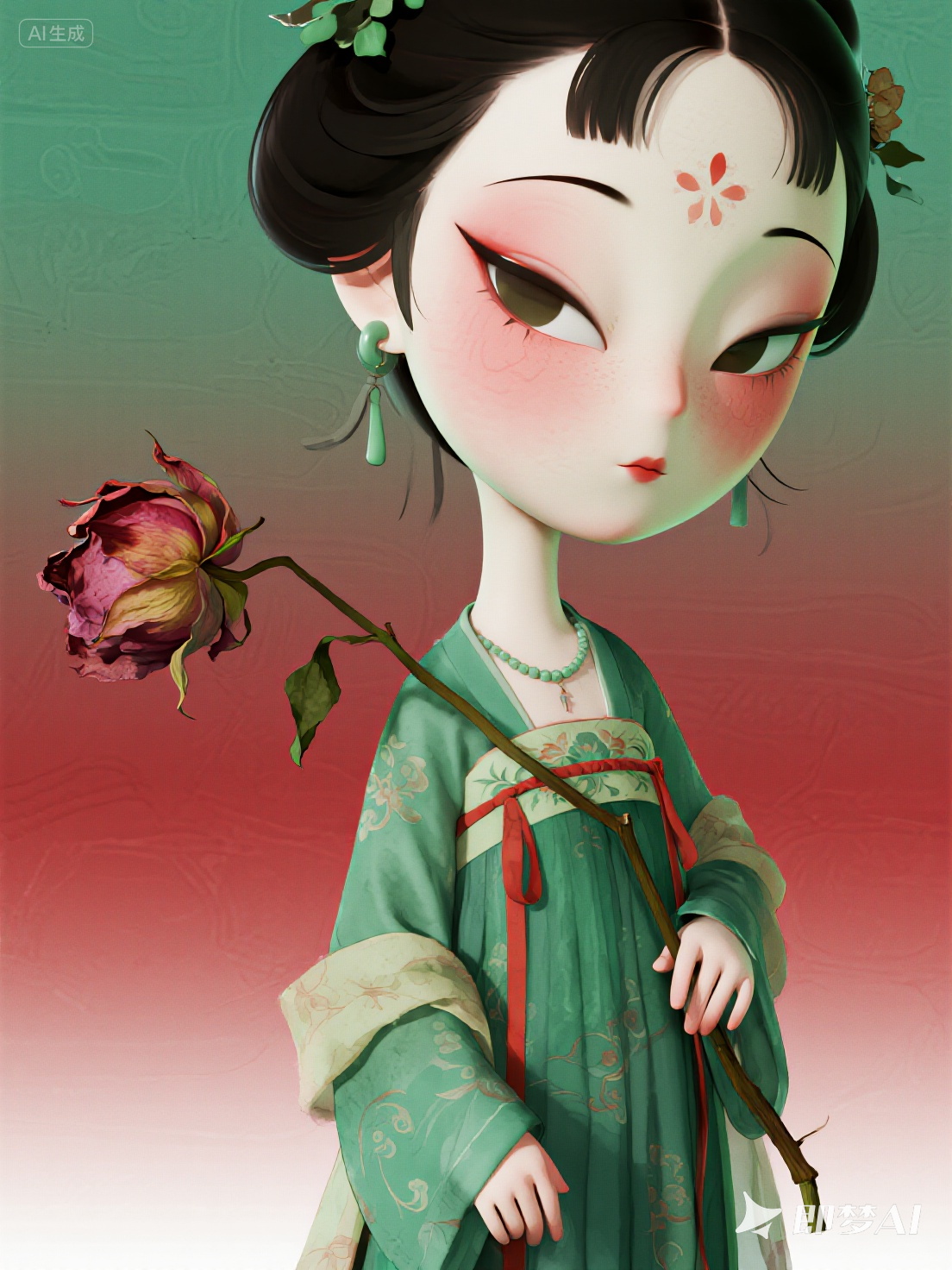 Midjourney - 超现实主义时尚潮玩古装汉服美女人物立体模型-即梦ai关键词描述咒语 即梦Ai-Ai宇宙吧-