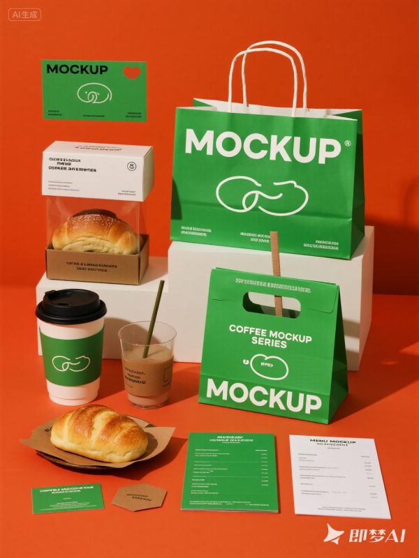 简约面包烘焙品牌包装设计VI展示样机贴图海报-即梦ai关键词描述咒语-Ai宇宙吧-
