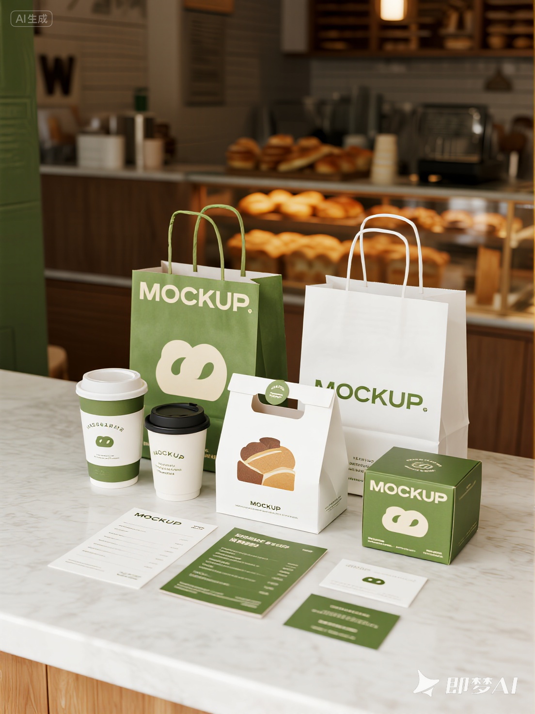Midjourney - 简约面包烘焙品牌包装设计VI展示样机贴图海报-即梦ai关键词描述咒语 即梦Ai-Ai宇宙吧-