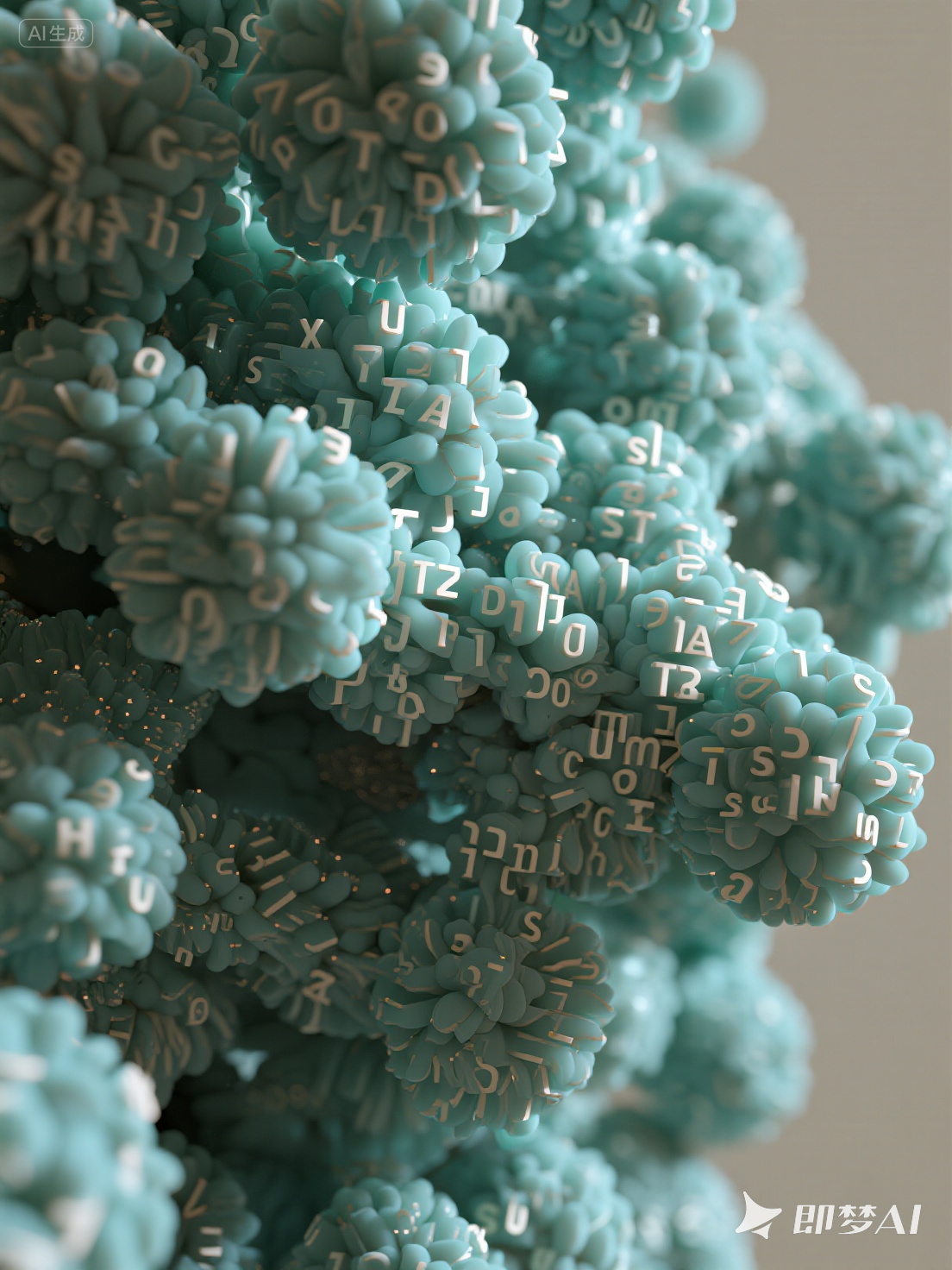 Midjourney - 3D高精细立体感字母融合花朵动态模糊海报-即梦ai关键词描述咒语 即梦Ai-Ai宇宙吧-