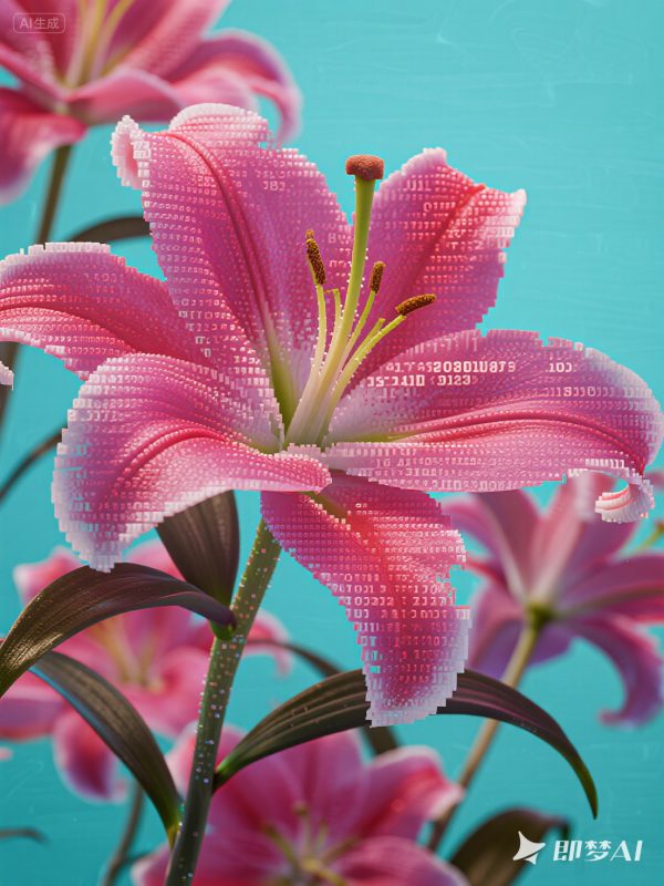 3D立体科技粒子层次感鲜花花蕊立体模型摄影海报-即梦ai关键词描述咒语-Ai宇宙吧-