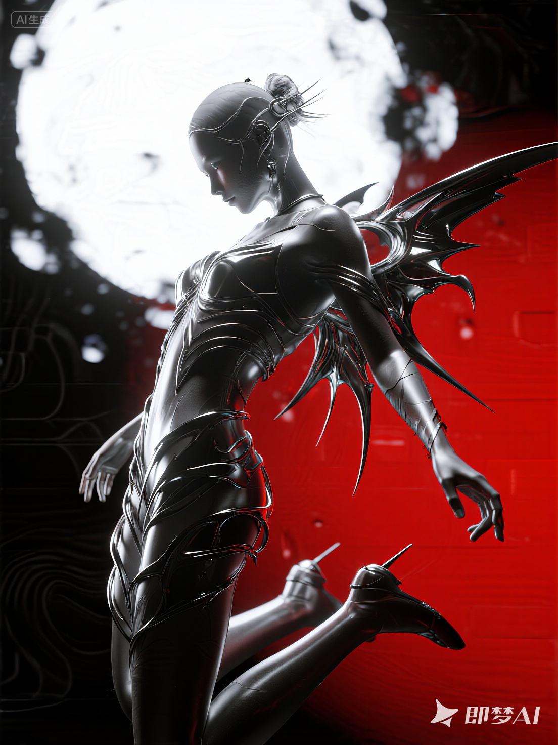 Midjourney - 潮流酸性银色金属科技感动态美学人物摄影海报-即梦ai关键词描述咒语 即梦Ai-Ai宇宙吧-