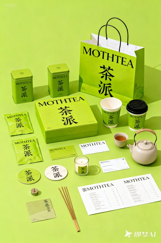 中国风极简风格茶叶品牌VI效果展示样机贴图海报-即梦ai关键词描述咒语-Ai宇宙吧-