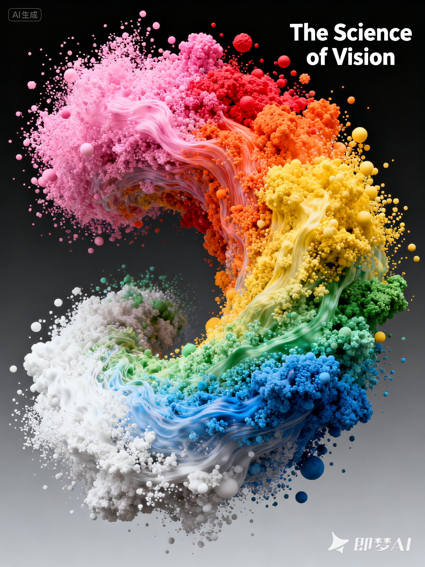 Midjourney - 创意抽象动态彩色彩虹粒子数字艺术视觉海报-即梦ai关键词描述咒语 即梦Ai-Ai宇宙吧-