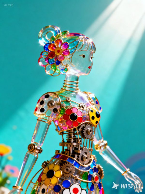 精致漂亮透明玻璃花雕美女形象机械艺术立体模型-即梦ai关键词描述咒语-Ai宇宙吧-