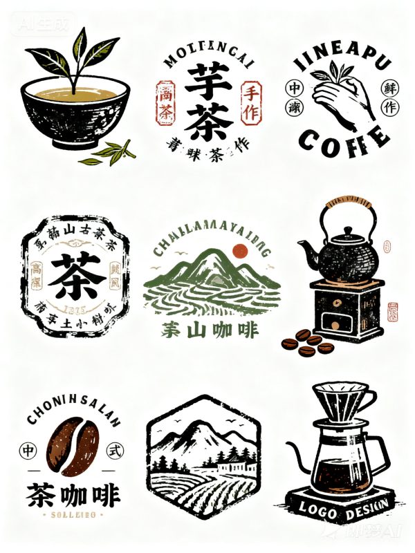 中式茶饮咖啡下午茶品牌logo标志设计-即梦ai关键词描述咒语-Ai宇宙吧-