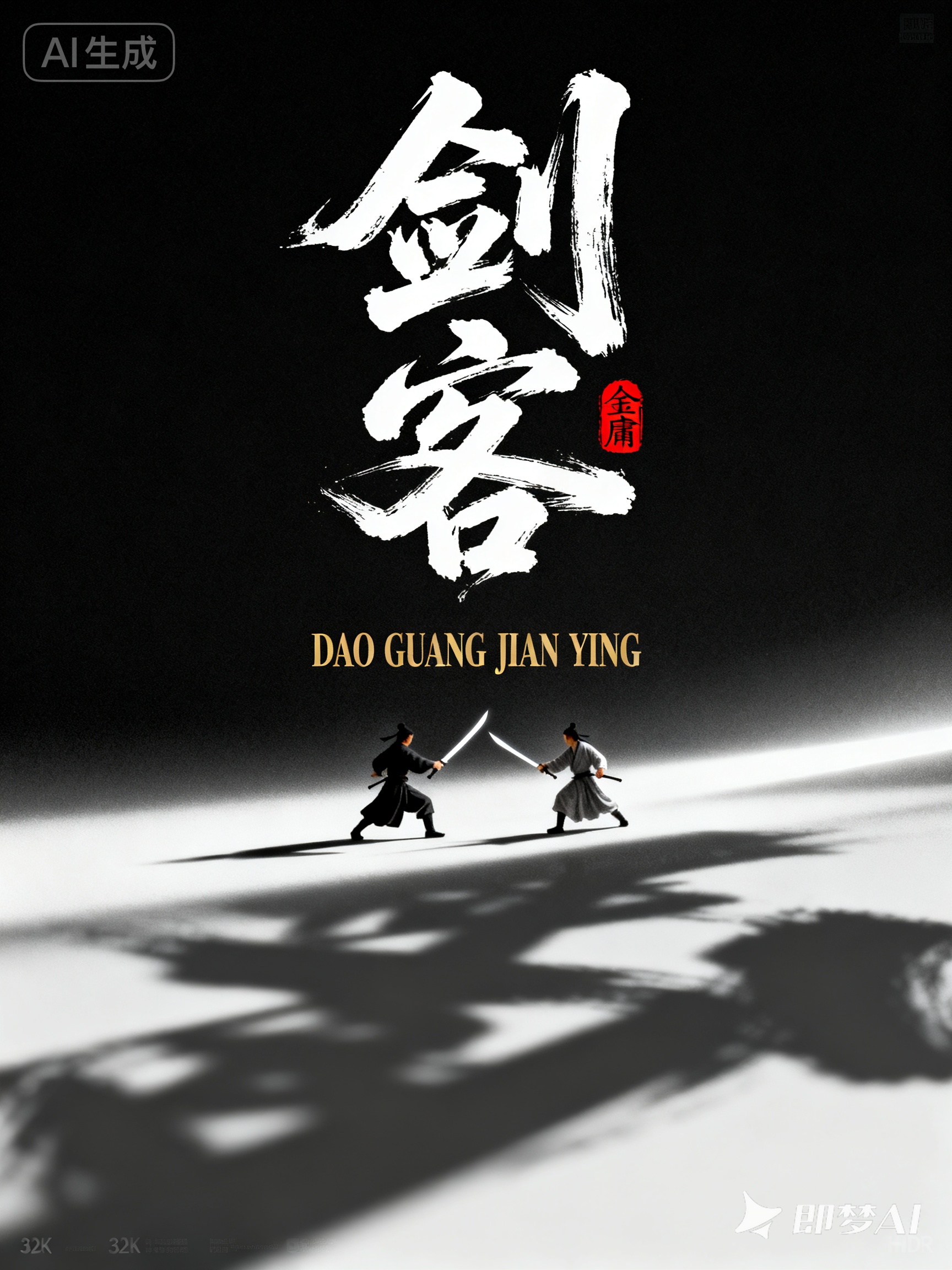 Midjourney - 武侠电影电视剧短剧封面海报字体设计素材-即梦ai关键词描述咒语 即梦Ai-Ai宇宙吧-