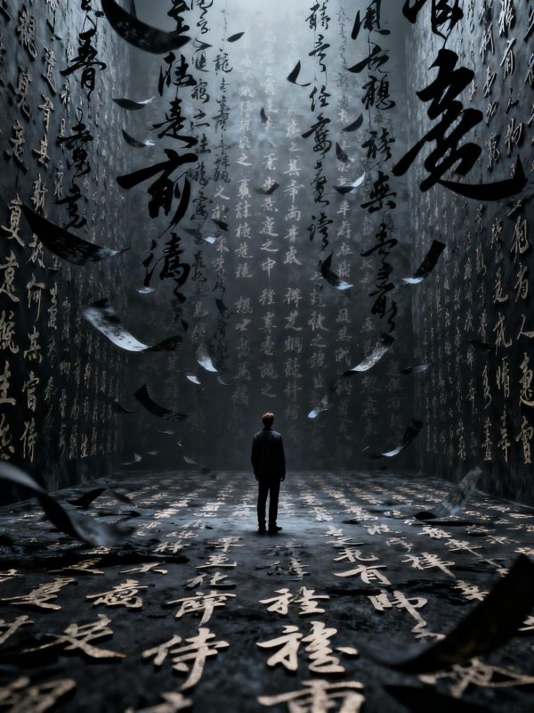 超现实主义书法字体人物奇幻空间摄影海报-即梦ai关键词描述咒语-Ai宇宙吧-