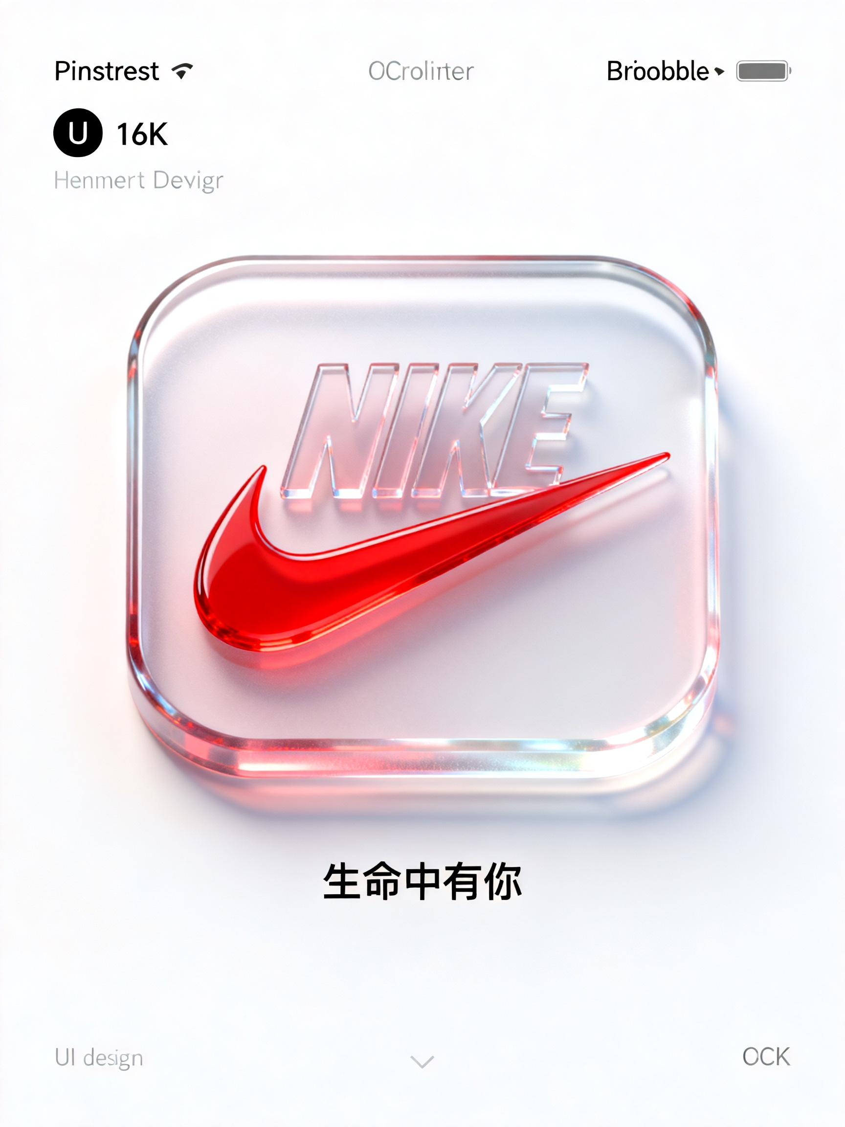 Midjourney - 3D立体透明磨砂玻璃质感Nike标志logo艺术海报-即梦ai关键词描述咒语 即梦Ai-Ai宇宙吧-