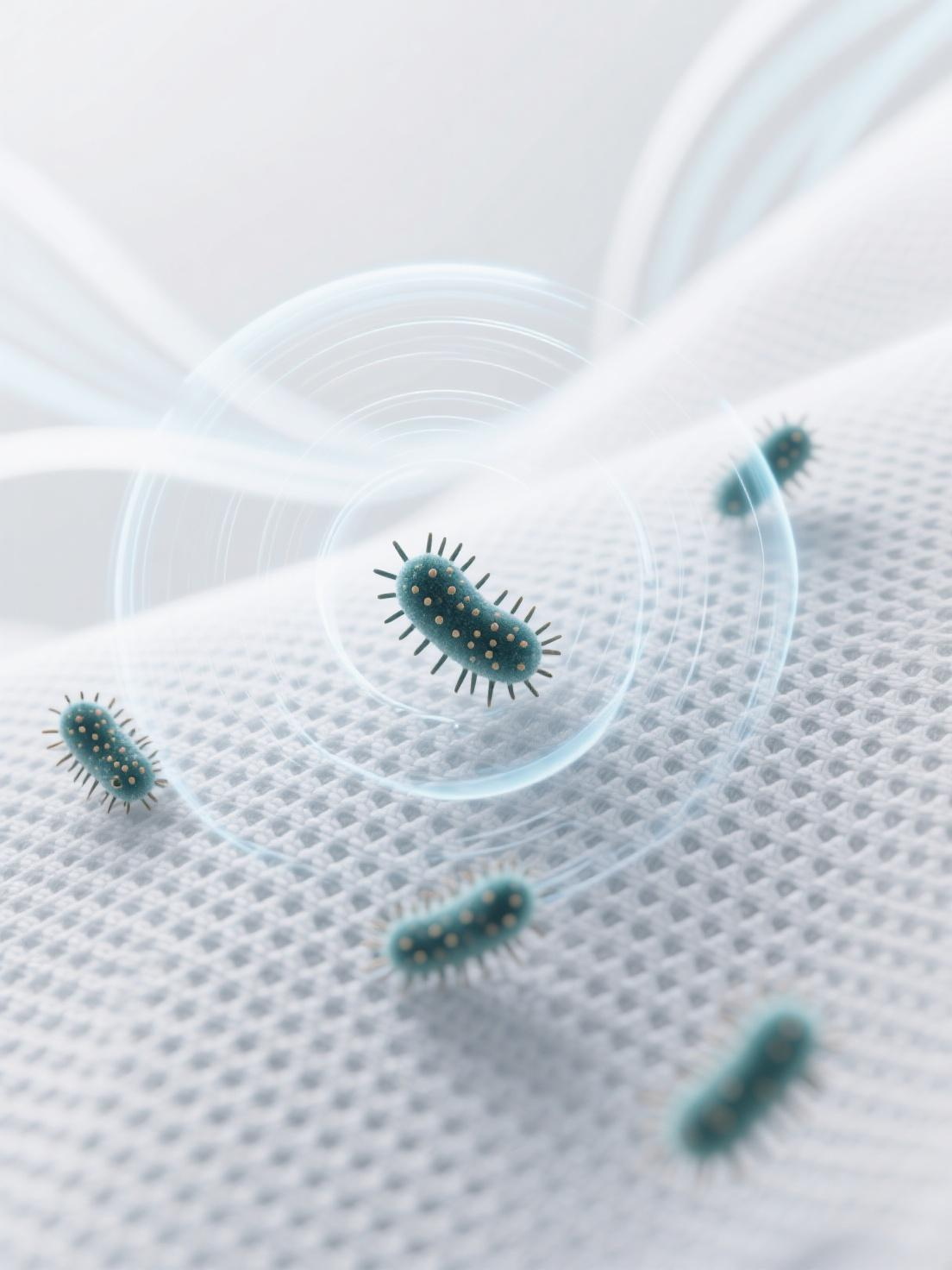 Midjourney - 科技感专业抗菌面料布料产品特写摄影海报-即梦ai关键词描述咒语 即梦Ai-Ai宇宙吧-