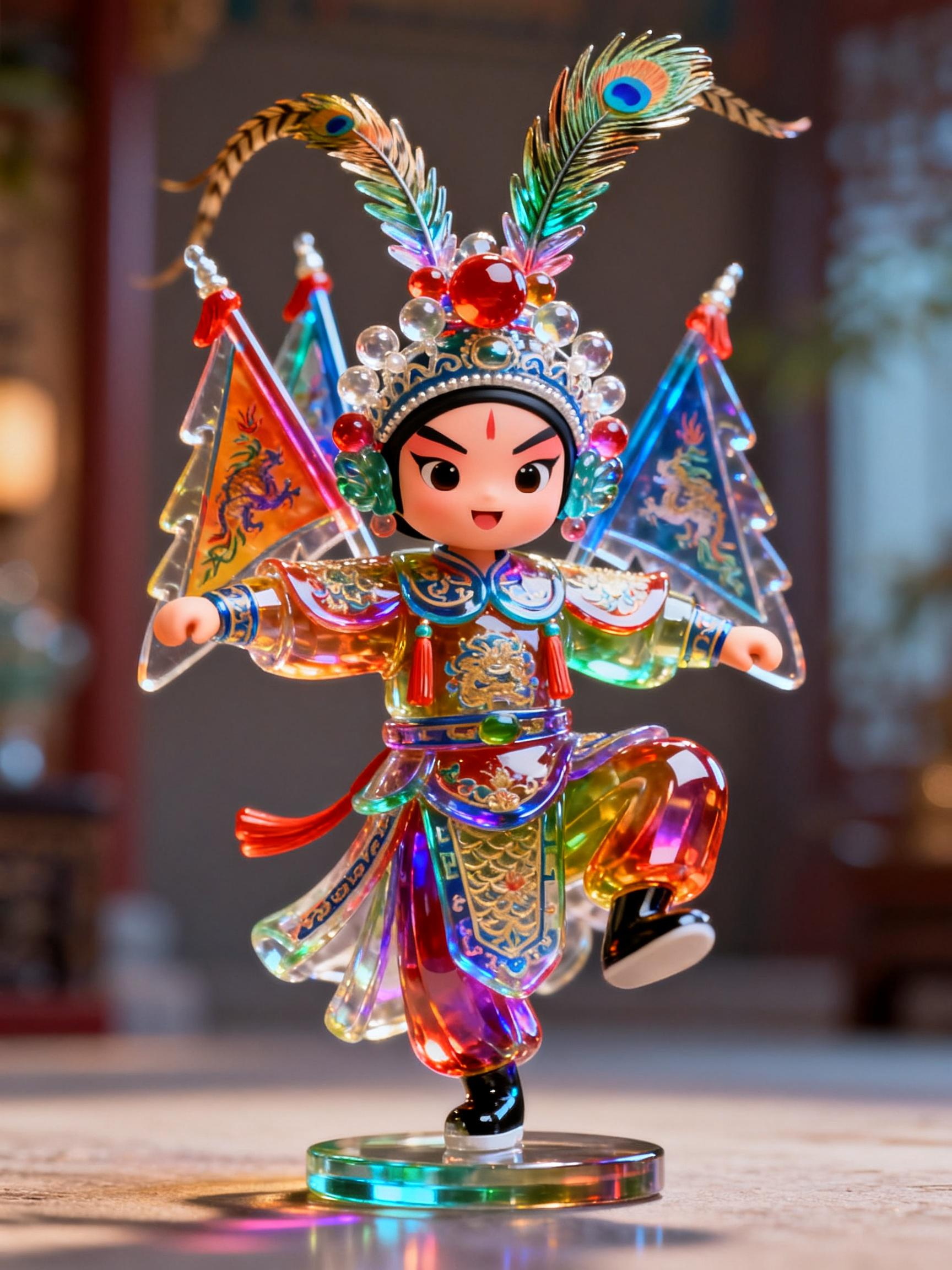 Midjourney - 可爱卡通皮克斯风格彩色玻璃京剧花旦人物立体模型-即梦ai关键词描述咒语 即梦Ai-Ai宇宙吧-