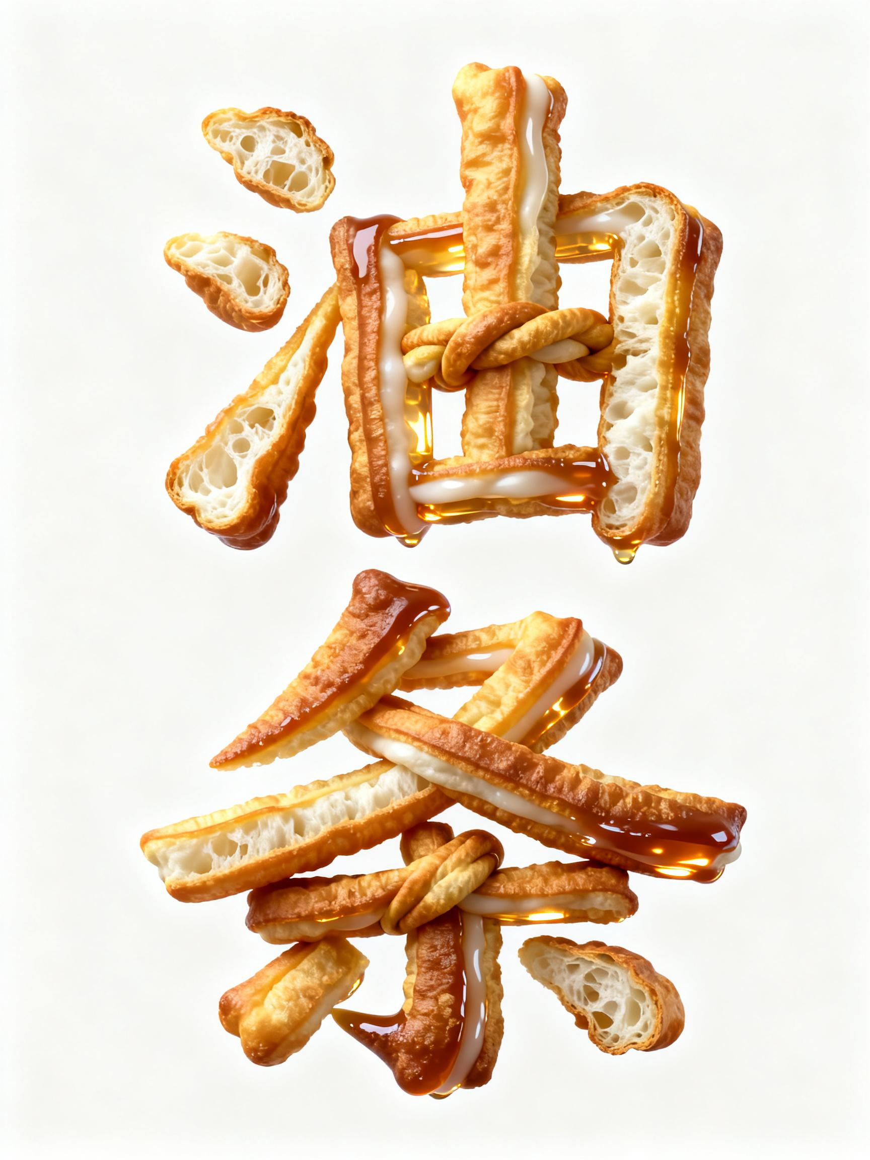 Midjourney - 创意美食小吃早餐油条海报字体设计素材-即梦ai关键词描述咒语 即梦Ai-Ai宇宙吧-