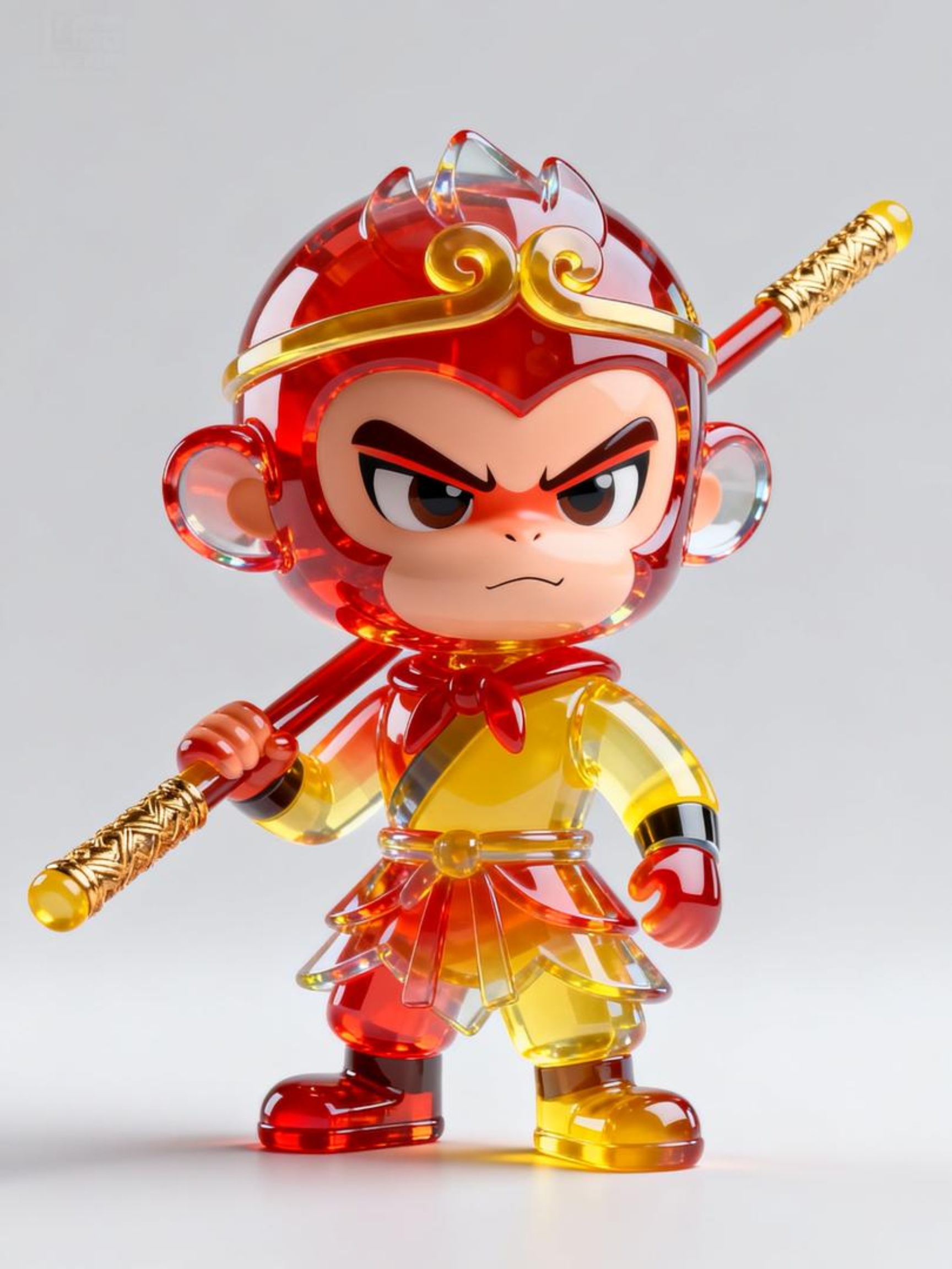 Midjourney - 可爱卡通彩色透明玻璃质感孙悟空立体模型-即梦ai关键词描述咒语 即梦Ai-Ai宇宙吧-