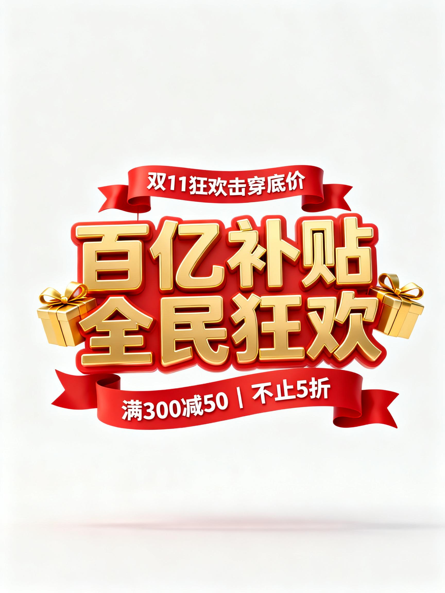 Midjourney - 红色双11电商活动百亿补贴宣传海报字体设计素材-即梦ai关键词描述咒语 即梦Ai-Ai宇宙吧-