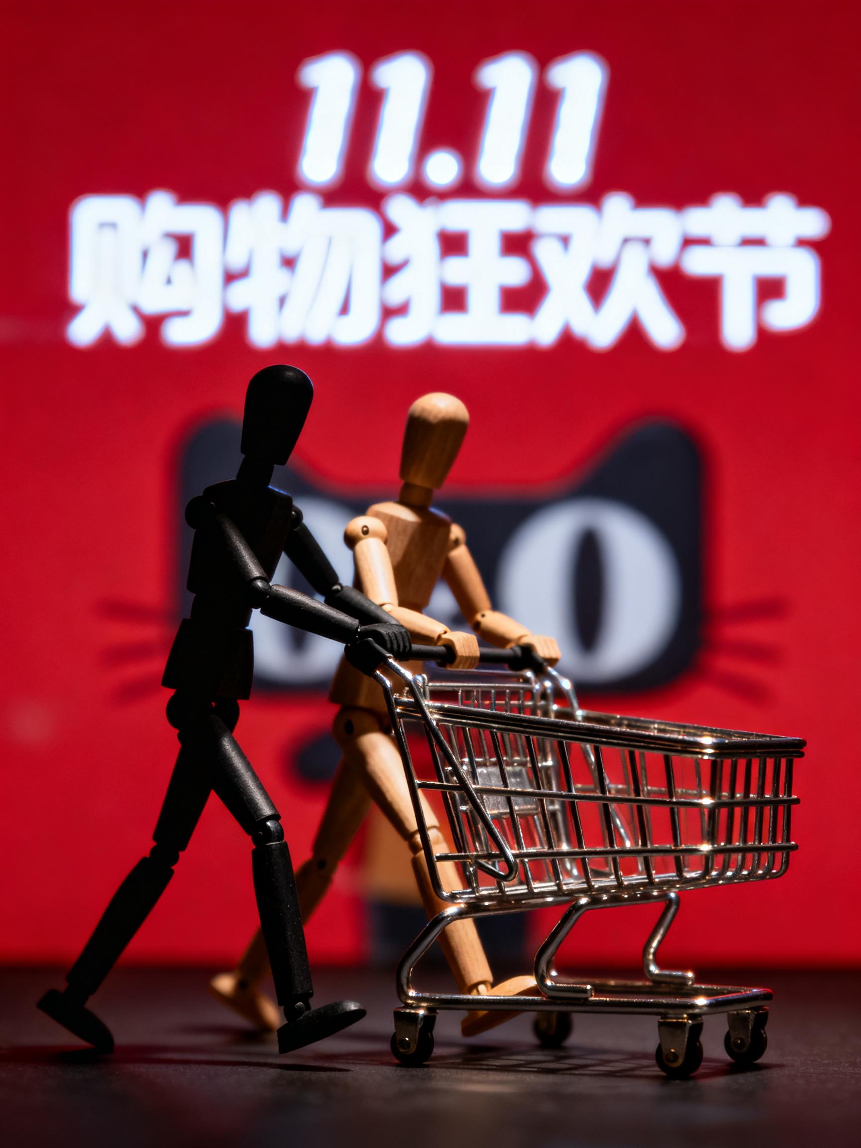 Midjourney - 创意双11木质人体模特购物车电商活动宣传海报设计素材-即梦ai关键词描述咒语 即梦Ai-Ai宇宙吧-