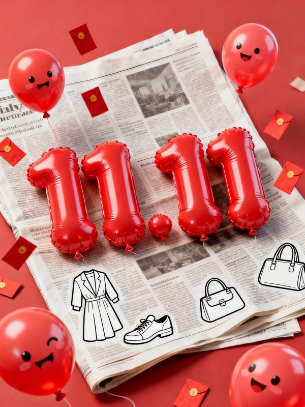 红色金色双11电商活动气球立体文字宣传海报设计素材-即梦ai关键词描述咒语-Ai宇宙吧-