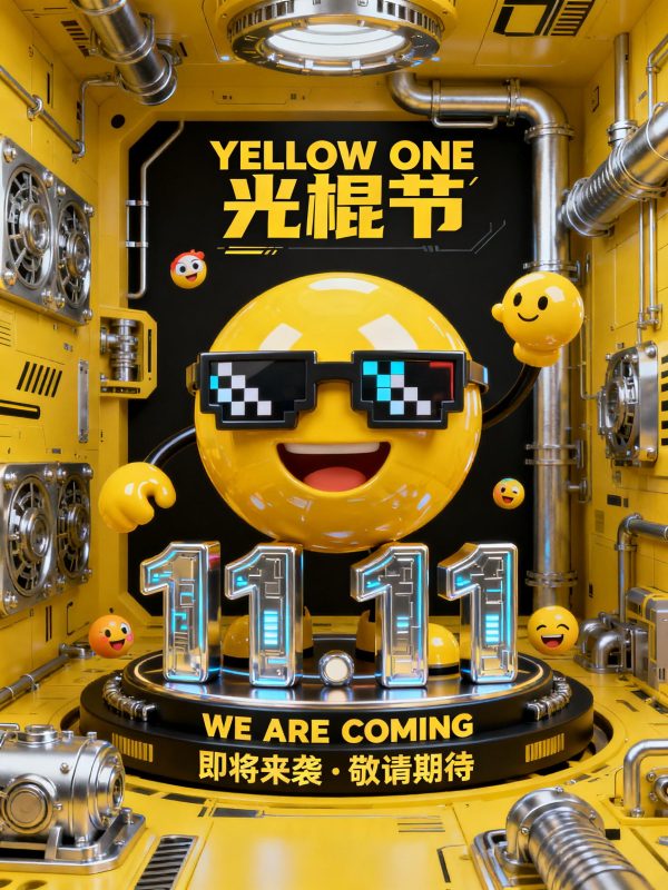 创意赛博朋克工业风双11电商活动立体文字宣传海报设计素材-即梦ai关键词描述咒语-Ai宇宙吧-