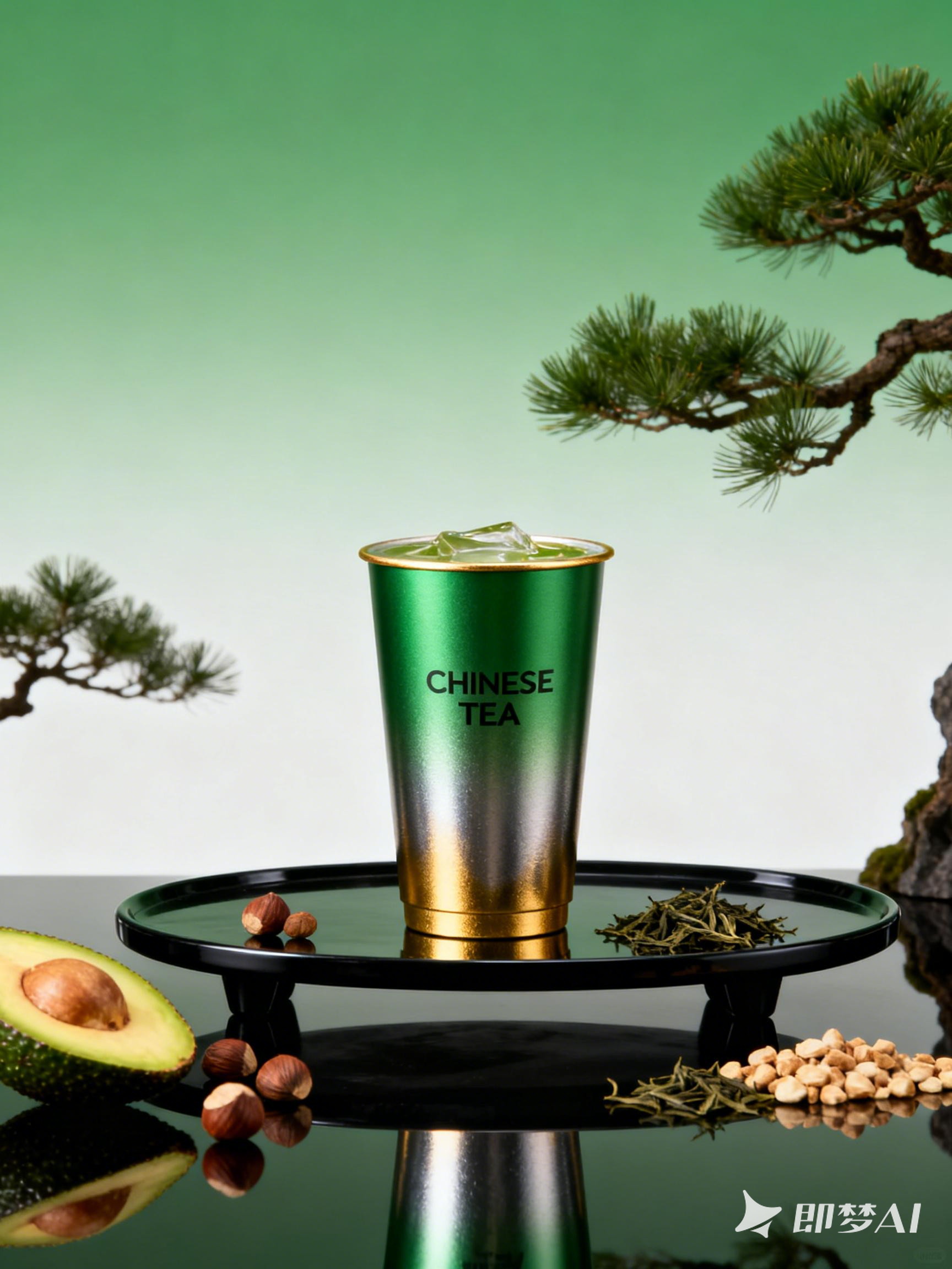 Midjourney - 新中式高级茶饮奶茶品牌产品摄影海报-即梦ai关键词描述咒语 即梦Ai-Ai宇宙吧-