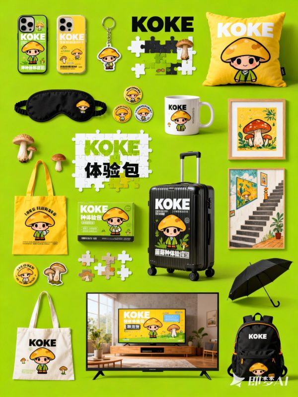 可爱卡通IP人物主题文创周边产品套装VI提案样机海报-即梦ai关键词描述咒语-Ai宇宙吧-