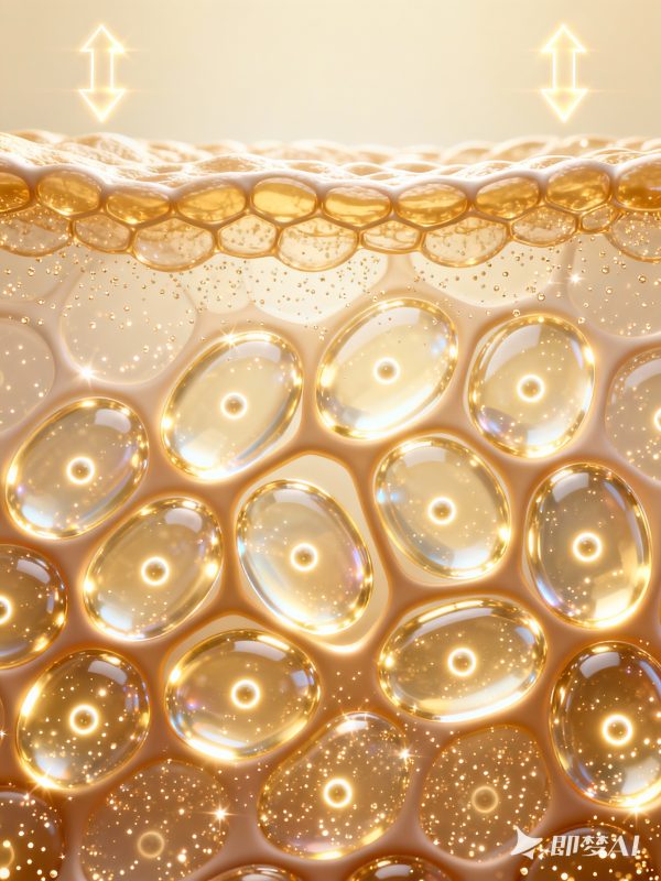 3D立体科技金色蜂窝状气泡分子肌肤渗透结构海报背景-即梦ai关键词描述咒语-Ai宇宙吧-