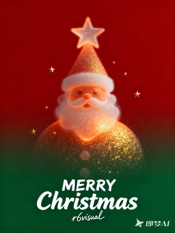 创意极简红蓝渐变圣诞节圣诞老人金色星星视觉海报-即梦ai关键词描述咒语-Ai宇宙吧-