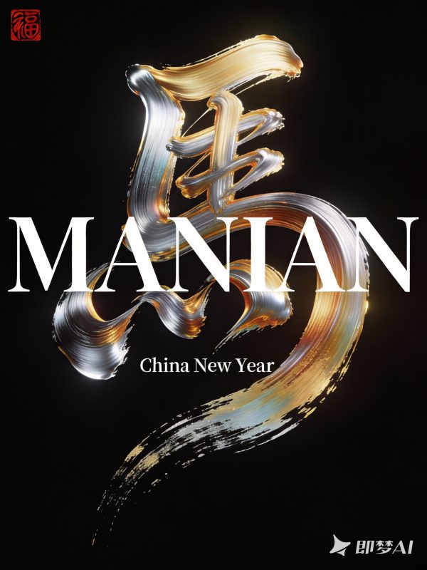 3D立体艺术金色马年书法海报字体设计素材-即梦ai关键词描述咒语-Ai宇宙吧-