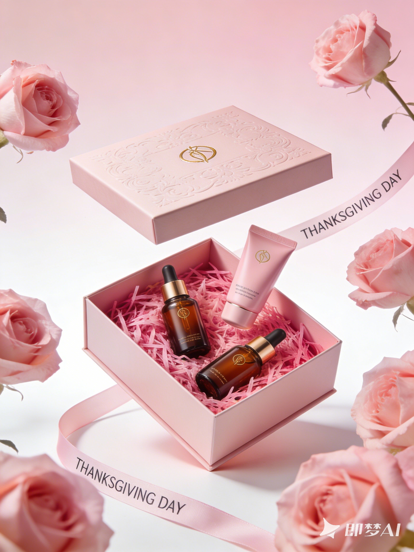 Midjourney - 感恩节化妆品护肤品礼盒礼物产品广告海报-即梦ai关键词描述咒语 即梦Ai-Ai宇宙吧-