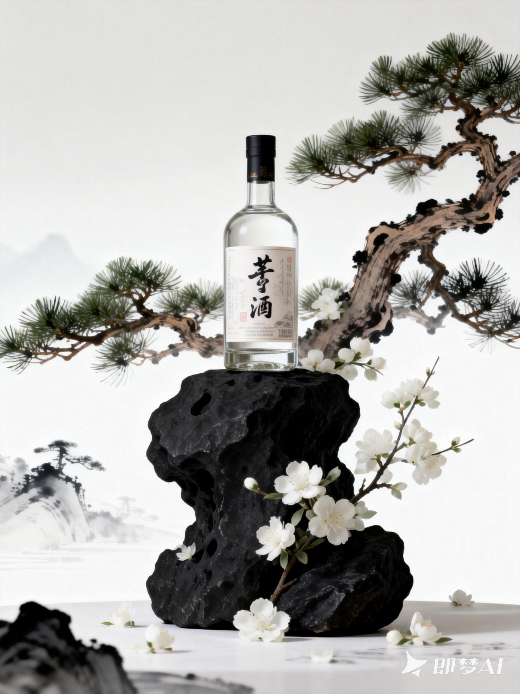 Midjourney - 中国风中式白酒文化元素产品摄影展示海报-即梦ai关键词描述咒语 即梦Ai-Ai宇宙吧-