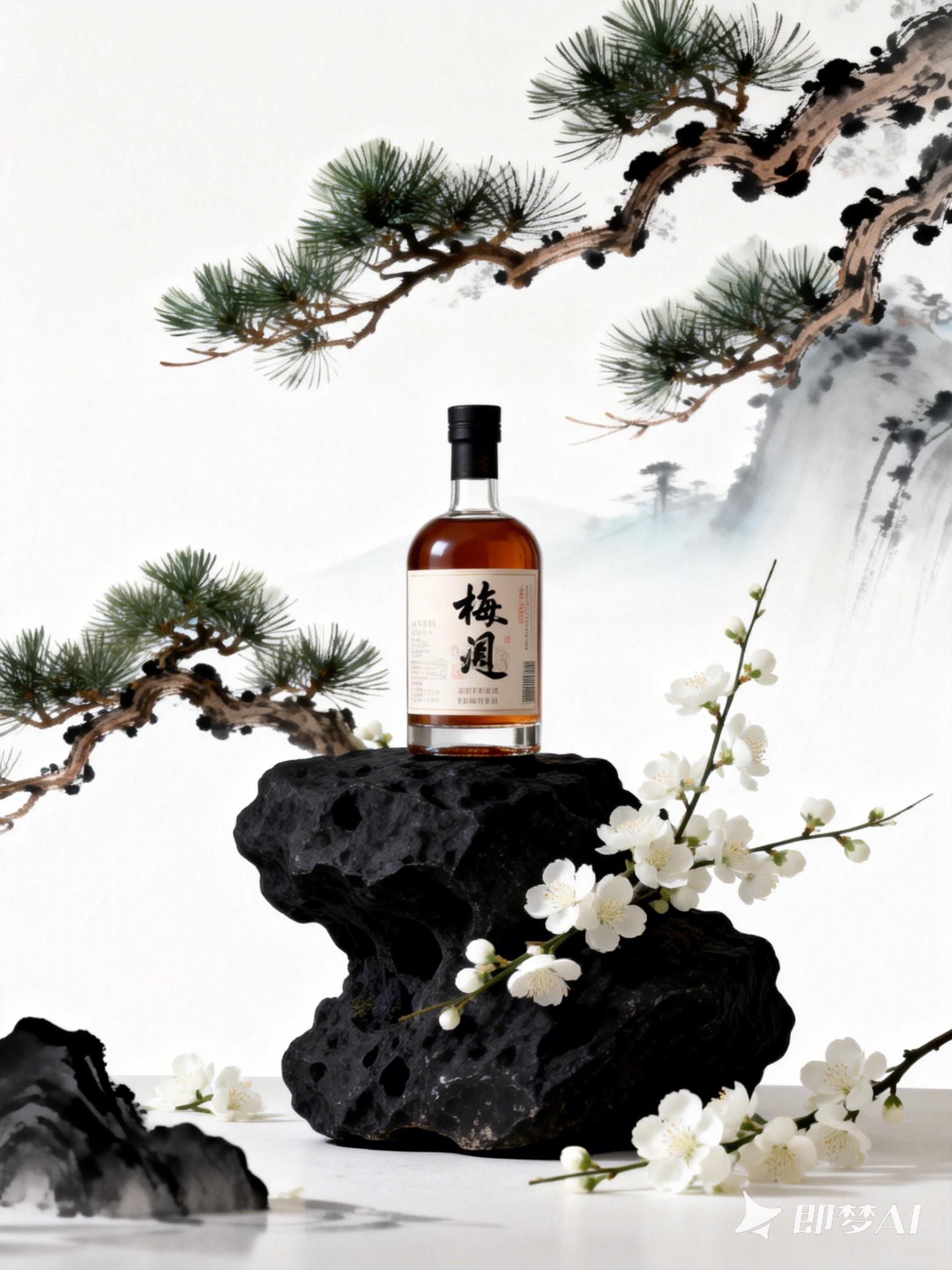 Midjourney - 中国风中式白酒文化元素产品摄影展示海报-即梦ai关键词描述咒语 即梦Ai-Ai宇宙吧-