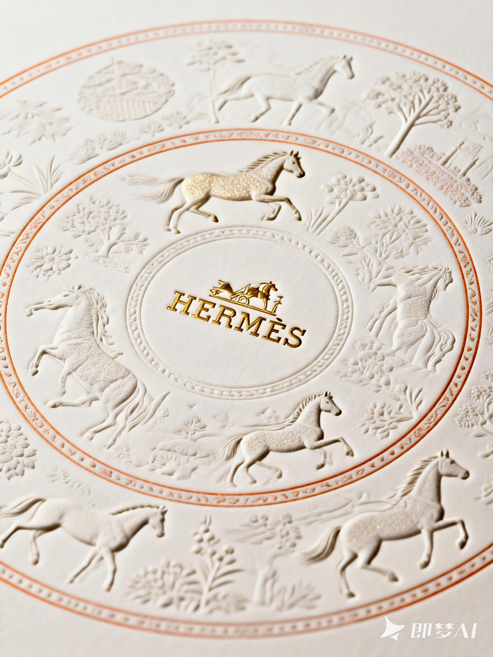 Midjourney - 创意爱马仕春夏秋冬艺术美学精致纹理图案海报-即梦ai关键词描述咒语 即梦Ai-Ai宇宙吧-