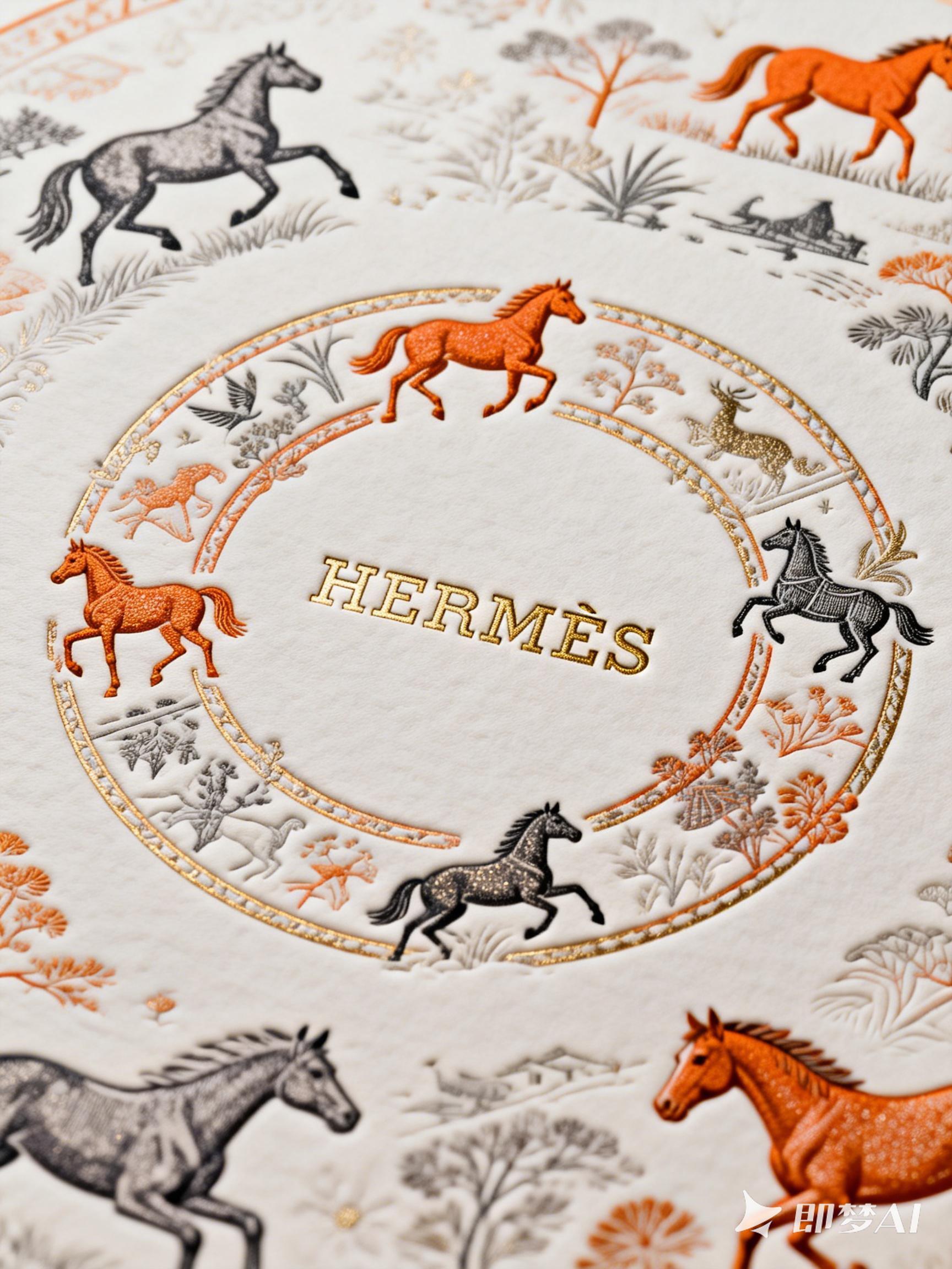Midjourney - 创意爱马仕春夏秋冬艺术美学精致纹理图案海报-即梦ai关键词描述咒语 即梦Ai-Ai宇宙吧-