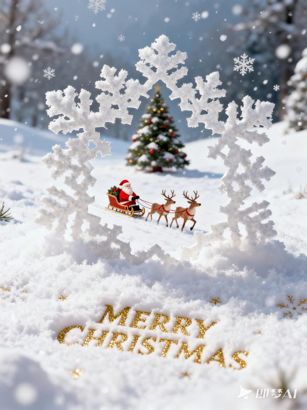 创意清新梦幻白色镂空雪花圣诞节主题海报-即梦ai关键词描述咒语-Ai宇宙吧-