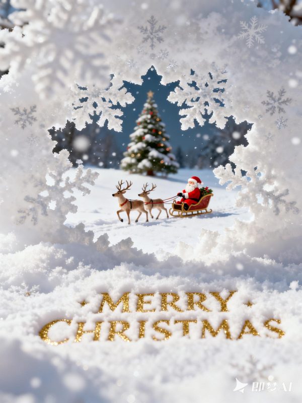 创意清新梦幻白色镂空雪花圣诞节主题海报-即梦ai关键词描述咒语-Ai宇宙吧-