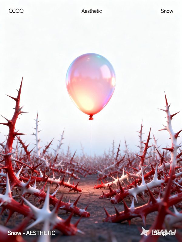 创意荆棘尖刺植物气球场景空间抽象艺术海报-即梦ai关键词描述咒语-Ai宇宙吧-