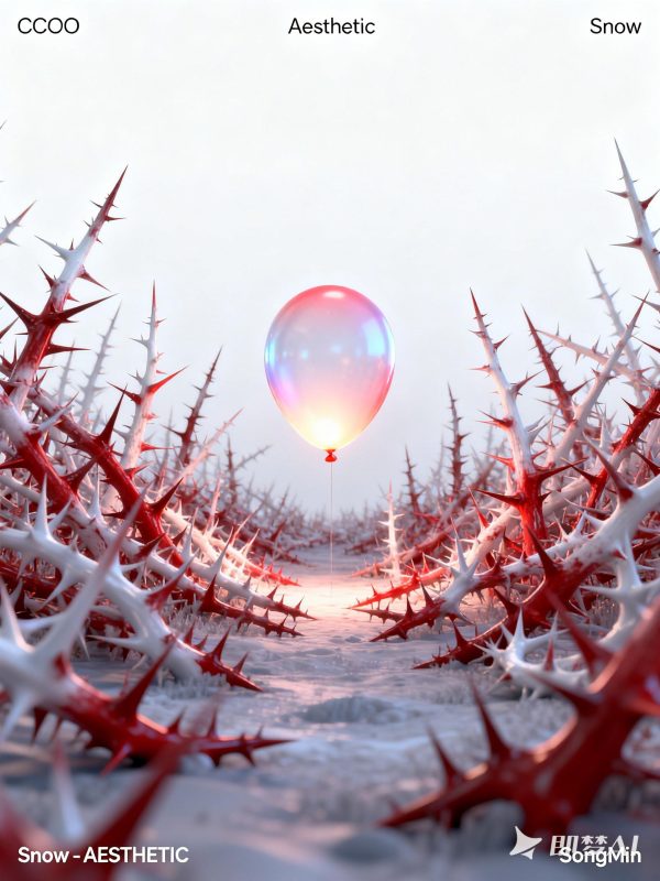 创意荆棘尖刺植物气球场景空间抽象艺术海报-即梦ai关键词描述咒语-Ai宇宙吧-