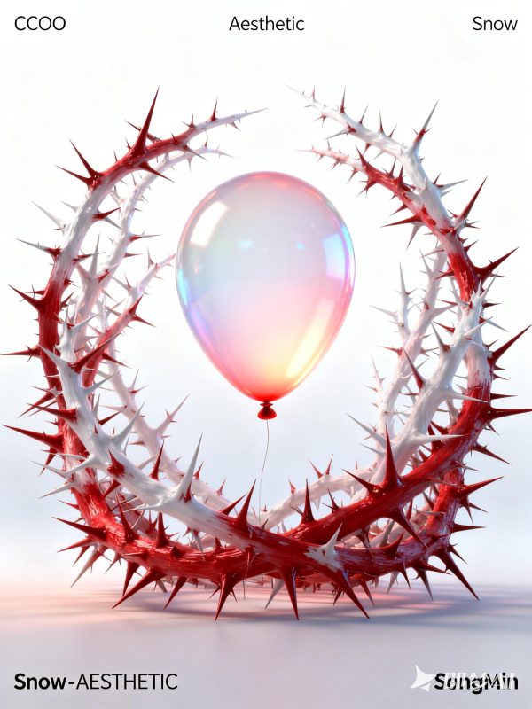 创意荆棘尖刺植物气球场景空间抽象艺术海报-即梦ai关键词描述咒语-Ai宇宙吧-