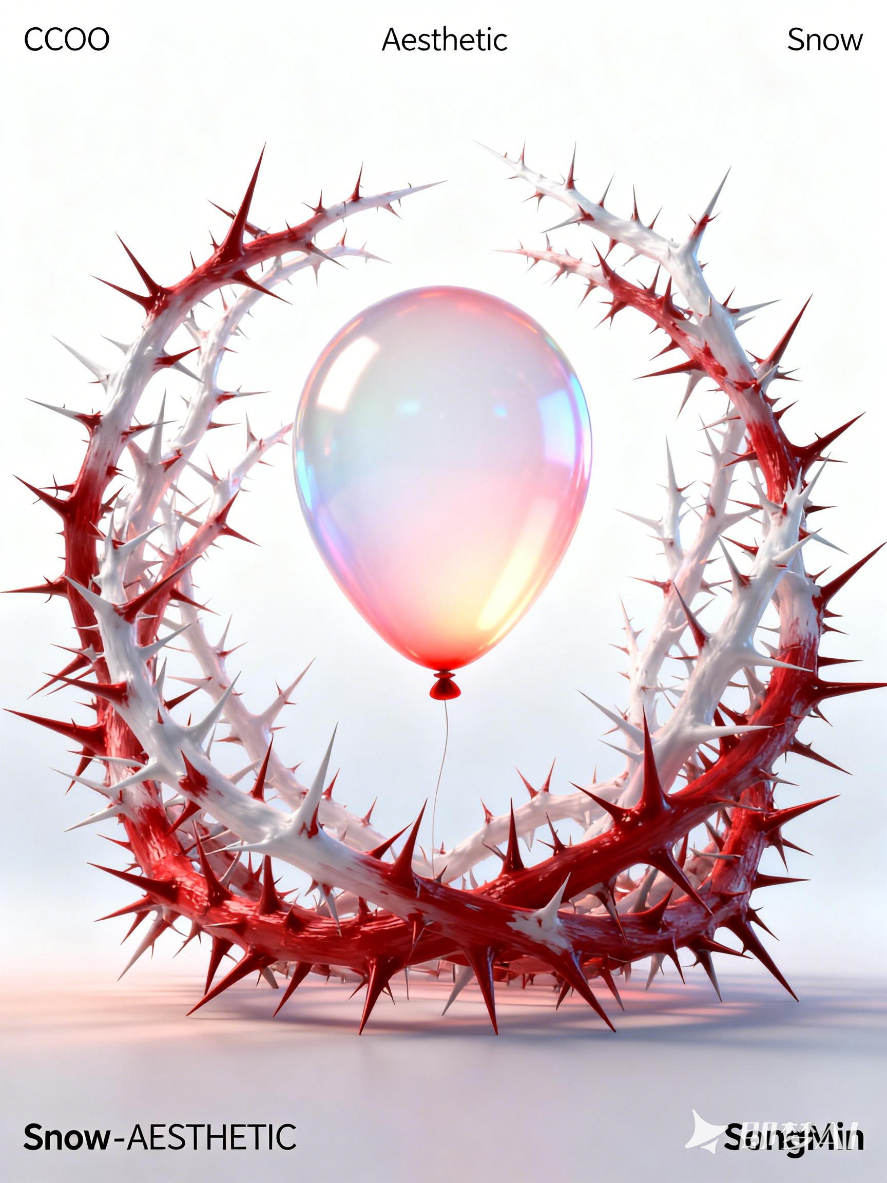 Midjourney - 创意荆棘尖刺植物气球场景空间抽象艺术海报-即梦ai关键词描述咒语 即梦Ai-Ai宇宙吧-