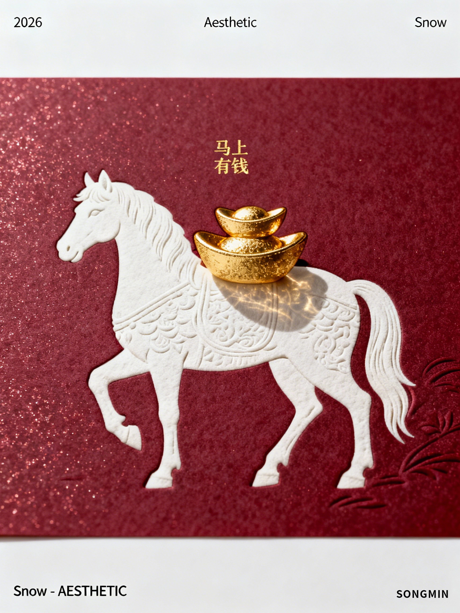 Midjourney - 2026马年LV品牌新年元旦马上有钱马轮廓花纹图案祝福海报-即梦ai关键词描述咒语 即梦Ai-Ai宇宙吧-